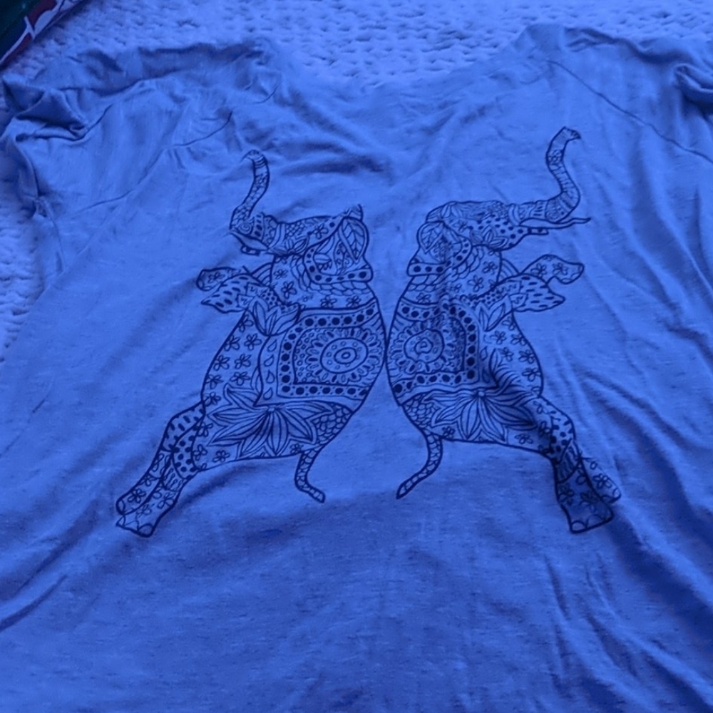 Women's  small grey elephant origami t-shirt